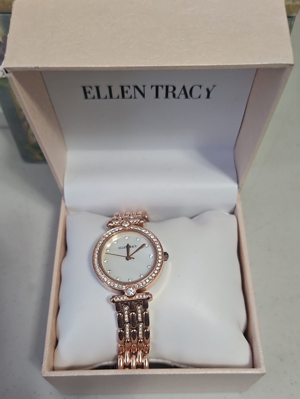 Watch Rose Gold With White Sapphires Round Fancy Formal Wear Costume Jewery 8"